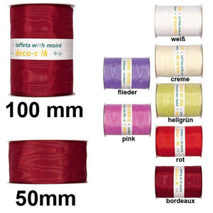 Dekoband Dekoseide Taft mit Moire Tischband 100mm 10m Hochzeit Feier Schleife