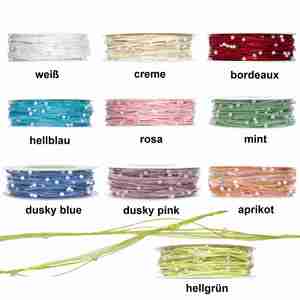 15m Dekoband Schleifenband Geschenkband Organza Perlen Schnur Kordel Perlenkordel