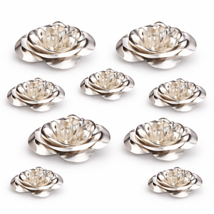 24  Rosen Streudeko  4/6cm 2-fach sortiert silber Metallbl�te Hochzeit Tischdeko