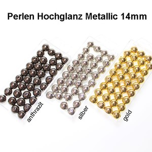 35 Perlen Metallic 14mm metallisch gl�nzend Deko Hochzeit Kunstperlen mit Loch