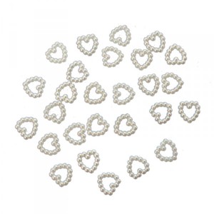 385 Perlenherzen offen Herz Perlen Streudeko creme ca. 1cm Tischdeko Hochzeit