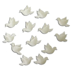 100 Tauben Streudeko Satin creme ca. 2 x 3cm Hochzeit