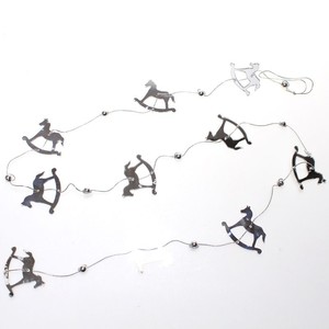 Girlande Schaukelpferd Pferd Arcryl Spiegel silber Perlen  L1,3m Deko Advent