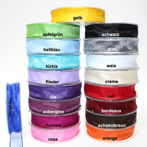 20m Dekoband Chiffon Organza mit Drahtkante 25mm breit