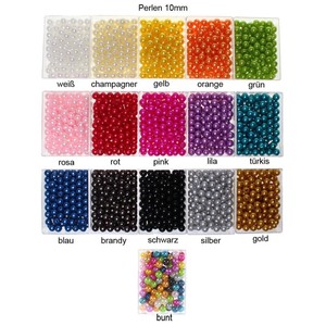 115 Kunstperlen 10mm Perlen Wachsperlen Dekoperlen Bastelperlen Loch Kunststoff