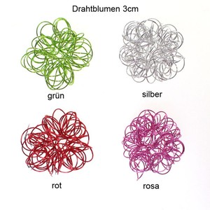 12 Drahtblumen 3cm Draht Bl�te Blume Metall Drahtkn�uel Drahtbl�ten Streuteile