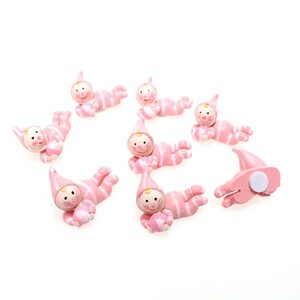 8 x Streudeko Baby Girl M�dchen 3cm mit Klebepunkt liegend Taufe Geburt Tischdeko 