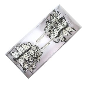 24 Feder - Schmetterlinge B 7cm am Draht L22cm Deko Stecker Fr�hling Butterlfy