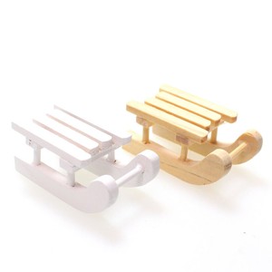 12 Deko Schlitten Holz mini 3,7cm Minischlitten Weihnachtsschlitten