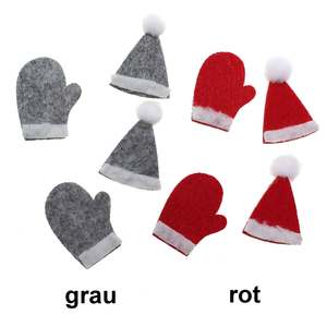 48 Streuteile Filz Winter Weihnachten M�tze Handschuh Streudeko 
