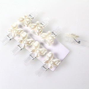 8 Miniklammern Schmetterling creme Acryl Zwicker Deko Klammer 2,5cm W�sche Clip 