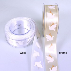 20m Dekoband Satin Taube 40mm breit Kommunion Firmung Glaube Frieden