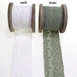 2m Leinenband B4,5cm Stickerei Spitze Borte Schleifenband Leinen Natur Band