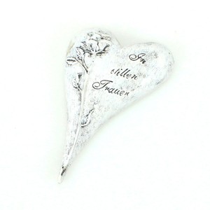 Trauerherz Gedenkherz Grabherz steingrau ca.10x6,5x1,5cm Grabschmuck Grabstein