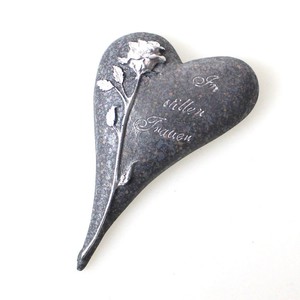 Trauerherz Gedenkherz Grabherz Fenja anthrazit ca.10x6,5x1,5cm Grabschmuck Herz