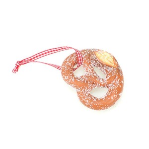 6 x Brezel 8,5cm braun Keramik am Band Deko Brezl Oktoberfest Herbst Backwaren