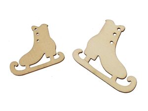 36 Schlittschuhe Holz natur 3,5cm Streuteile Deko Winter Advent Weihnachten Skates