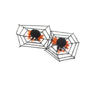 2 Spinnennetze mit Spinne Halloween ca 7x7cm Partydeko Horror