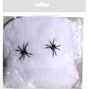 Spinnennetz wei mit 2 schwarzen Spinnen Polyester Halloween 20gr