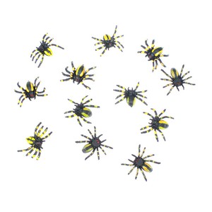 12 Taranteln Spinne 3cm schwarz gelb knstlich Halloween Deko Vogelspinne Horror