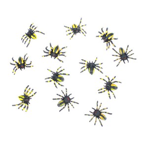 12 Taranteln Spinne 3cm schwarz gelb k�nstlich Halloween Deko Vogelspinne Horror