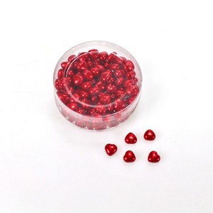 144 Perlen Herzen rot 1cm Streudeko Hochzeit Liebe Valentin Schmuck Basteln
