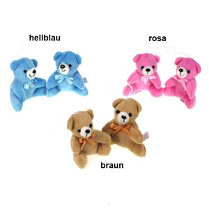 2 x Stoffbr Plschbar 9cm mit Schleife und se Teddybr Baby Geburt Taufe