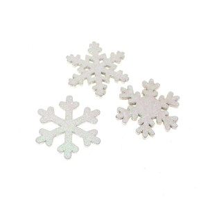 48 Schneeflocken 3,5cm Streuteile wei irisierend 3-fach sortiert Holz Winter