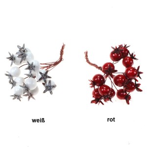 6 Beeren B�ndel a 12 Beeren ca. 18mm k�nstlich Beerenpick Beerenbund Deko-Beeren