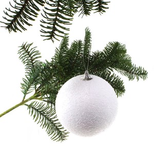 Weihnachtskugel 13,5cm wei� Schneeball H�nger Baumschmuck Christbaumkugel Winter