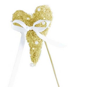 Herz Golddraht Perlen m. Befestigung Eheringe Ringe Hochzeit Ringkissen Ringhalter