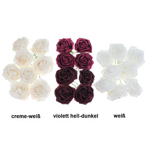 8 Rosen Schaumbl�te mit Drahtstiel ca L 27cm  10cm Foam Rosenkopf Bl�te k�nstl.