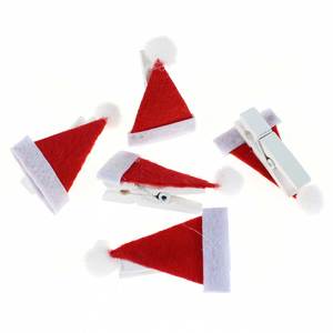 16 Nikolausm�tzen Zwicker Klammer ca 4,5x2,5cm Filz Santa Claus Nikolaus M�tzen