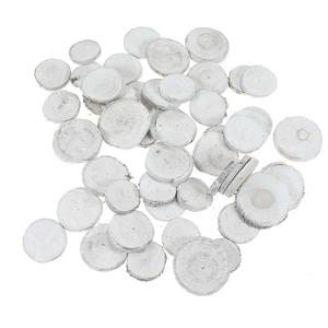 50 Astscheiben rund 3-5cm wei� white wash Holz Holzscheiben Scheibe Tischkarten