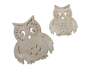 20 Eulen Holz H7 + H5cm grau Streuteile Streudeko Herbst  Streu Deko Figur V�gel