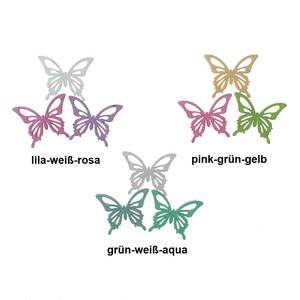 144 bunte Schmetterlinge ca1,9cm Holz 3-farbig Butterfly Streuteile Deko Frhling