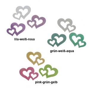 72 bunte Herzen Holz ca 4,2cm 3-farbig sort. Herz Heart Hochzeit Streuteile Deko