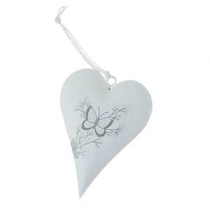 H�nger Herz Metall wei� Schmetterling ca13x9,5 cm Landhaus Osterherz Herzh�nger