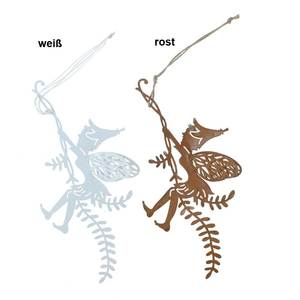 H�nger Elfe Fee Blatt kletternd Metall ca.24x11,5cm wei� oder rost Fenster Deko