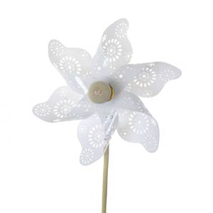 12 Windr�der Stecker wei� ca8,5cm Lca28cm Holz Kunststoff Windrad Pick Stab Sommer