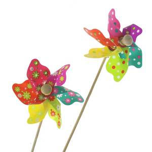 12 Windr�der Stecker bunt ca8cm Lca28cm Holz Kunststoff Windrad Pick Stab