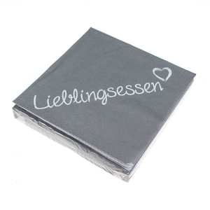 20 Servietten Lieblingsessen grau 3-lagig 33x33cm Papierservietten Tissue Napkins