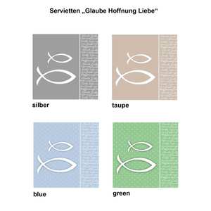 20 Servietten Glaube Liebe Hoffnung 3-lagig 33x33cm Fisch Konfirmation Kommunion Taufe