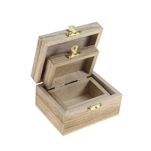 Set 2 x Holzbox Box Holz 10x8 + 8x5cm Schatulle Kiste Gastgeschenk Schatzkiste