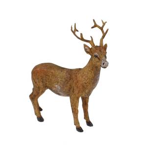 Hirsch Figur stehend hellbraun ca L15cm H16cm Polyresin Weihnachten Reh Wild 