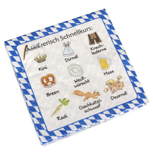 20 Servietten Bayerisch Schnellkurs 3-lagig 33x33cm bayrisch Oktoberfest Wiesn