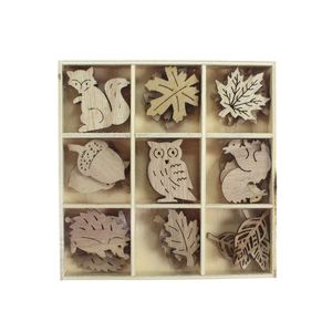 36 Holz Streu Bl�tter Igel Fuchs Eule Wald Tiere Natur Deko Figur Herbst 3,3-4cm