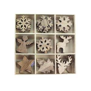36 Holz Streuteile Engel Schneeflocke Hirsch Baum Stern Winter Weihnachten Deko