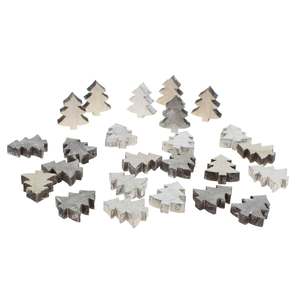 24 Holz Tannenb�ume ca3x2,5cm natur wei� grau shabby mix Baum Winter Advent Deko