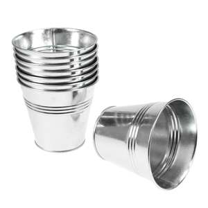 8 Eimer ca 11,5xH10,5cm Zink silber Deko Blumentopf Blecheimer Metalleimer Zinkeimer